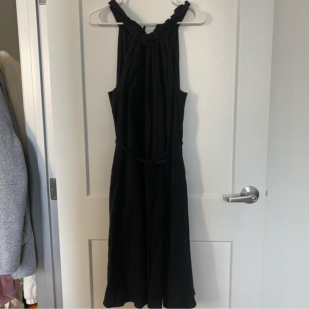 Banana Republic Black Ruffled Tiered Halter Sundress